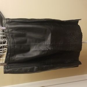 Women's Terry Lewis Black Leather Skirt size 14
